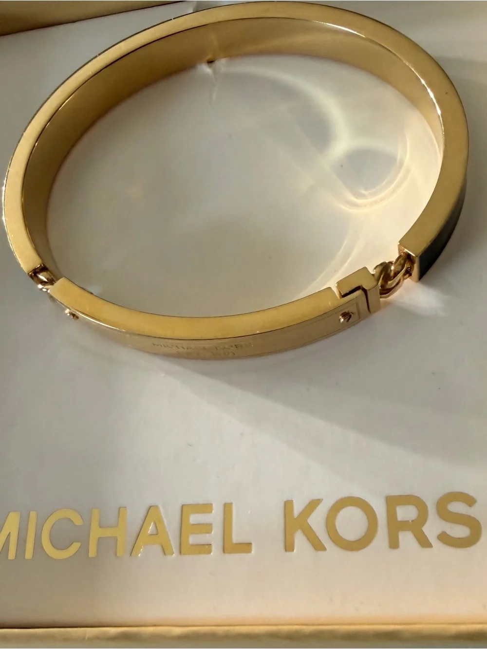 Michael Kors Gold & Black Hinged Bangle Bracelet